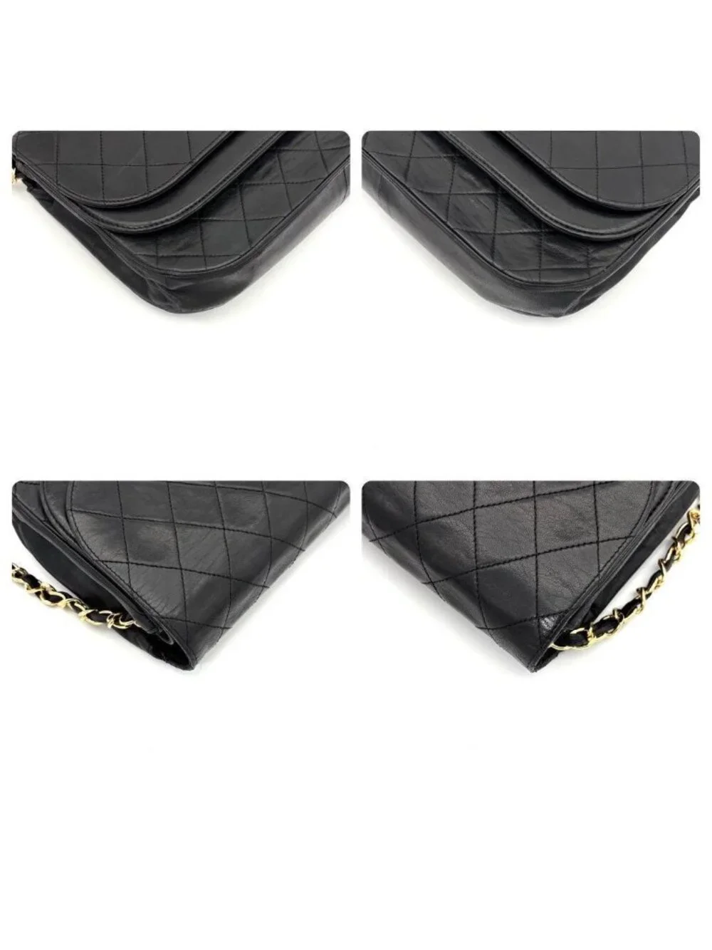 Chanel Quilted Chain Shoulder Bag Black Lambskin